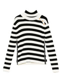 White and Black Striped Turtleneck