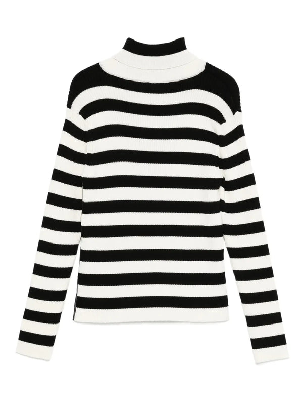 White and Black Striped Turtleneck