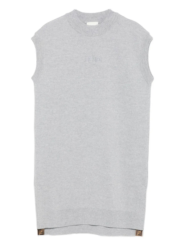 Grey Knit Sleeveless Sweatshirt Dress