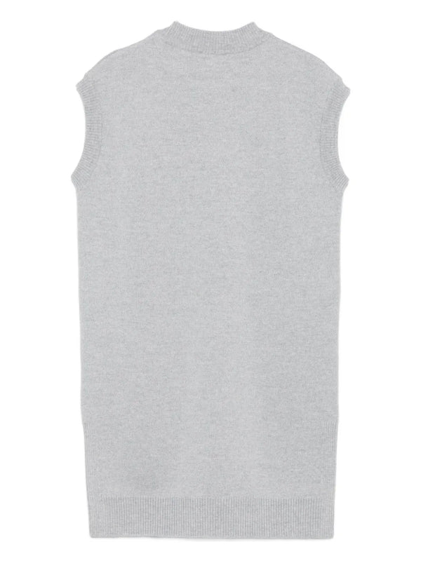 Grey Knit Sleeveless Sweatshirt Dress