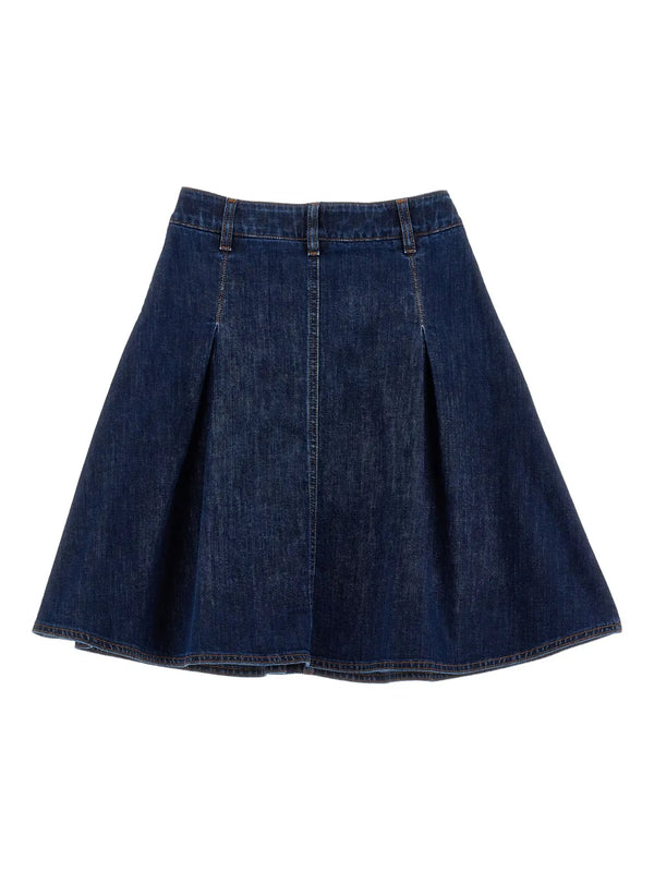 Blue Denim Knee Length Skirt