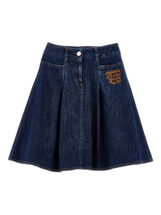 Blue Denim Knee Length Skirt