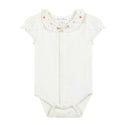 Ivory Scallop Pink Floral Collar Onesie