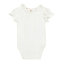 Ivory Scallop Pink Floral Collar Onesie
