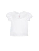 White Baby Fairytale Floral Neck Puff Sleeve Tee