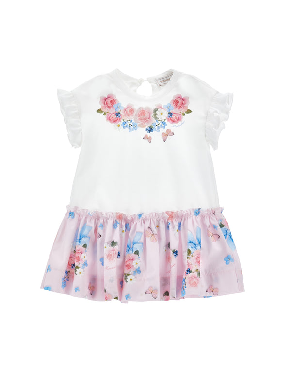 White Baby Fairytale Floral Ruffle Hem Dress