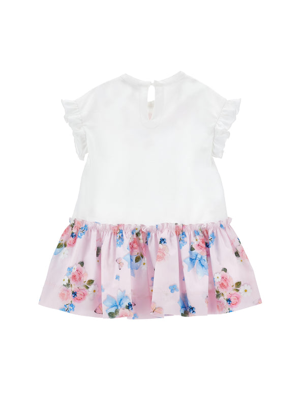 White Baby Fairytale Floral Ruffle Hem Dress