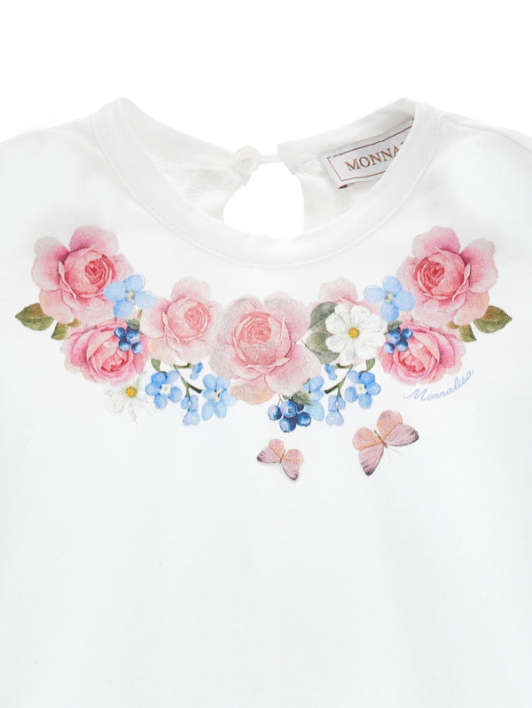 White Baby Fairytale Floral Ruffle Hem Dress