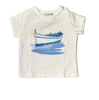 White Blue Row Boat Gozzo Tee