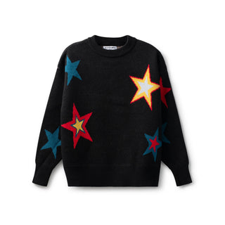 Black Multicolor Stars Crewneck