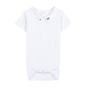 White with Navy Badminton Collar Onesie