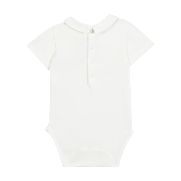 Ivory with Green Dinosaur Collar Onesie