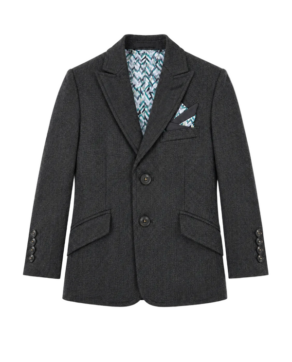 Grey Herringbone Blazer