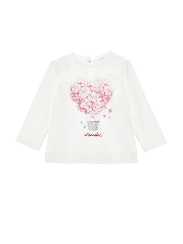 Ivory Heart Flower Long Sleeve Tee