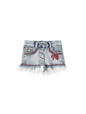 Bleach Denim Ribbon Detail Shorts