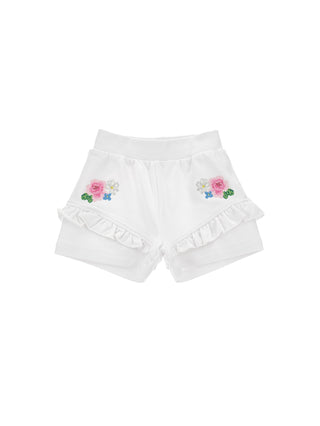 White Baby Floral Embroidered Short