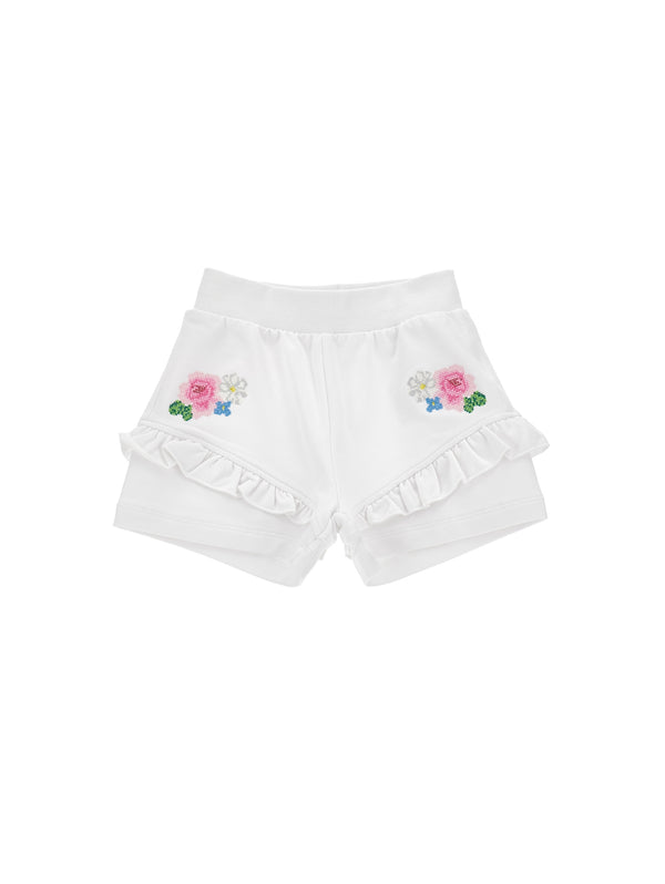 White Baby Floral Embroidered Short