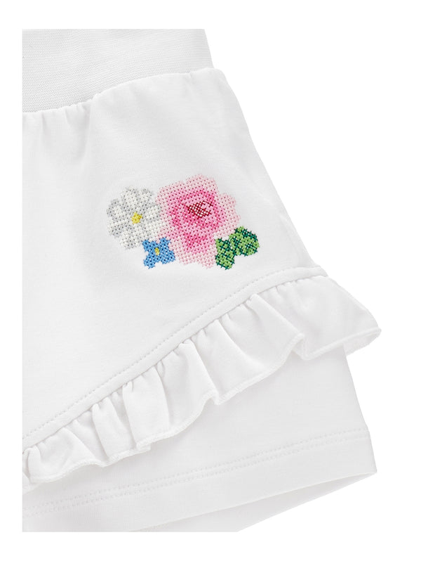 White Baby Floral Embroidered Short