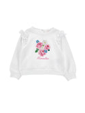 White Baby Floral Embroidered Crewneck