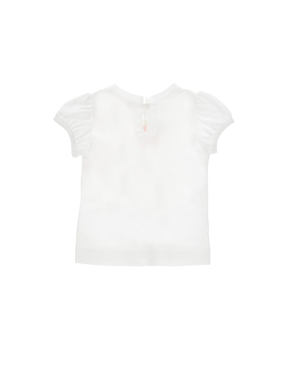 White Strawberry Puff Sleeve Tee