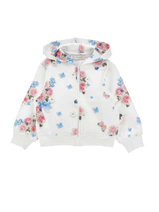 White Baby Fairytale Floral Zip Up Hoodie