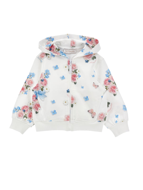 White Baby Fairytale Floral Zip Up Hoodie