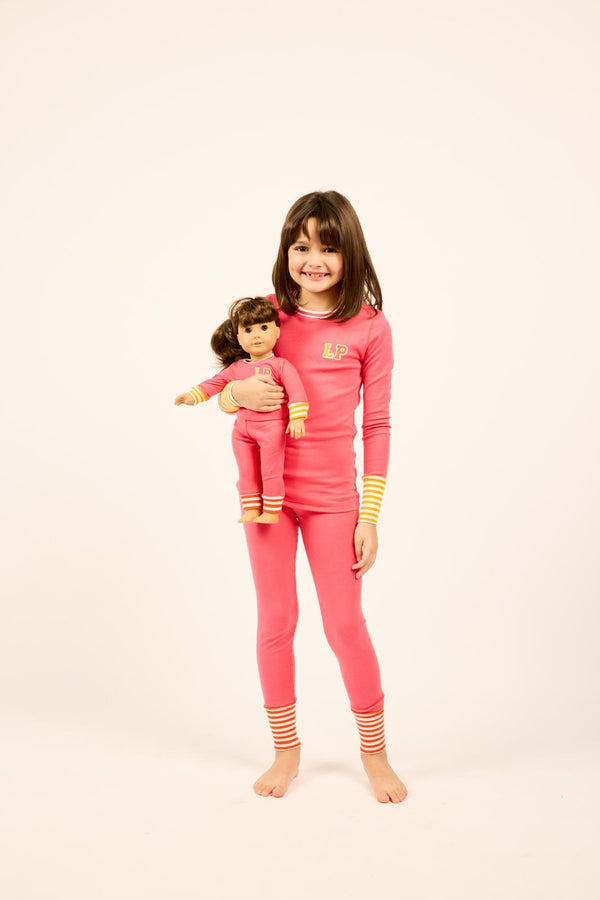 Pink Varsity Colorblock Doll Pajamas