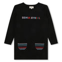 Black Multi Striped Pockets Logo Dress