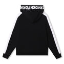 Black Sleeve Stripes Logo Zip Hoodie