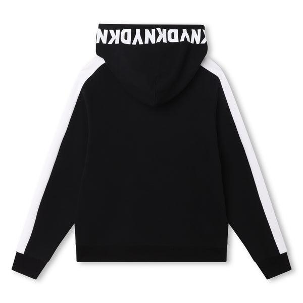 Black Sleeve Stripes Logo Zip Hoodie