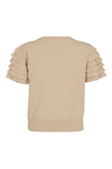 Short Sleeve Knit Sweater with Ruffles On Sleeves