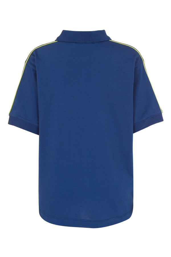 Cobalt Blue Short Sleeve Shoulder Stripe Polo