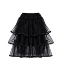 Black Tulle Tiered Midi Skirt