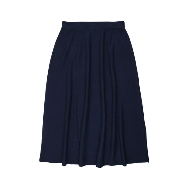 Navy Pleated A-line Skirt