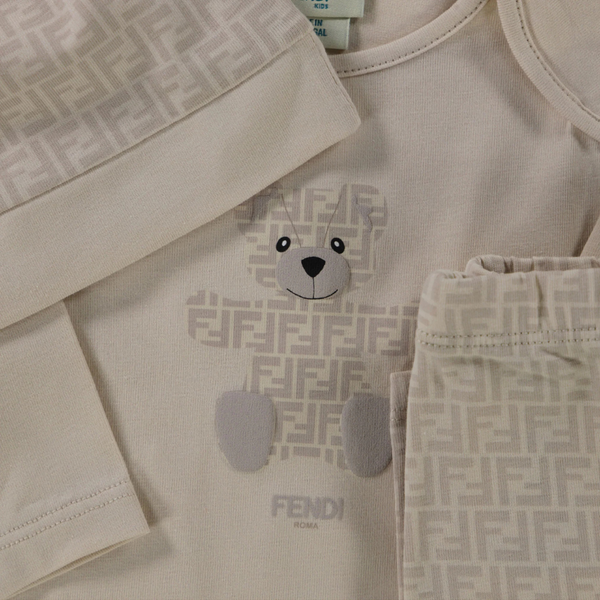 Beige Baby Long Sleeve Tee FF Allover Outfit and Hat