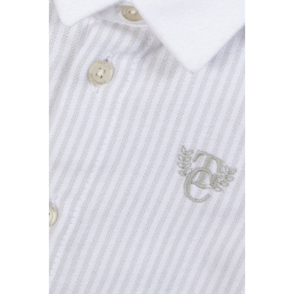 Light Gray Striped Baby Collared Shirt