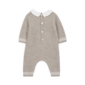 Oatmeal Marled Baby Collar Long Romper