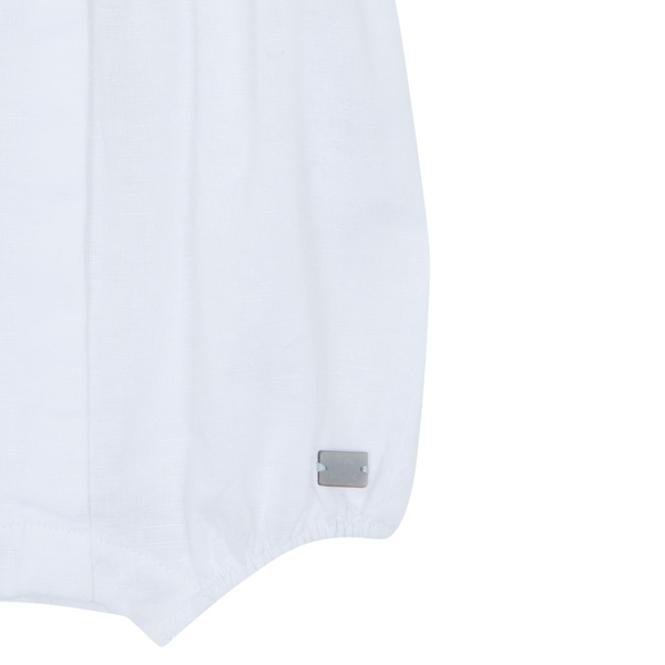 White Baby Linen Collar Romper