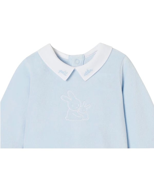 Blue Dessin Collar Footie