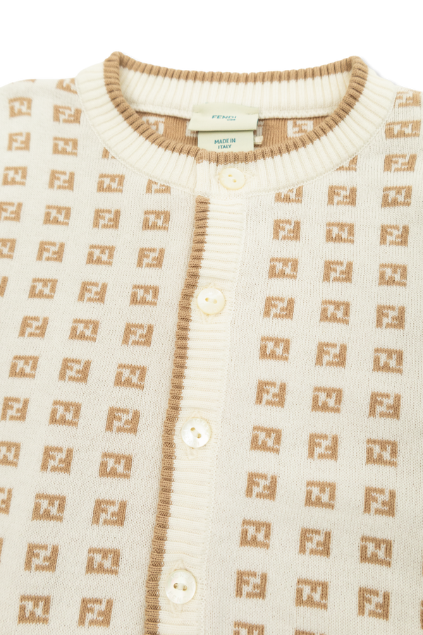 Beige with White FF Knit Cardigan