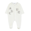 White Velour A B C Embroidered Footie