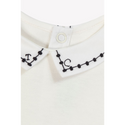 Ivory with Black Embroidered Collar Long Sleeve Onesie