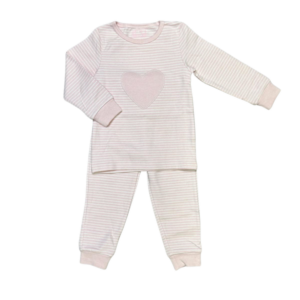 Light Pink Stripe and Heart Toddler Pajama Set