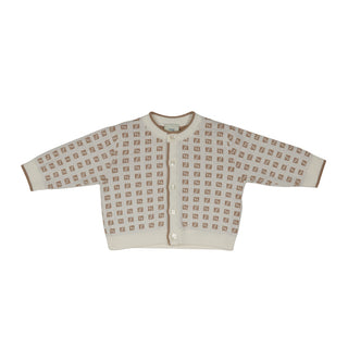 White with Beige Baby FF Knit Cardigan