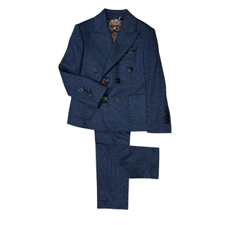 Blue Double Breasted Pinstripe Stretch Suit