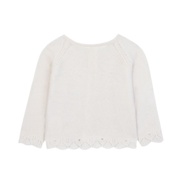 Ivory Baby Scallop Cardigan