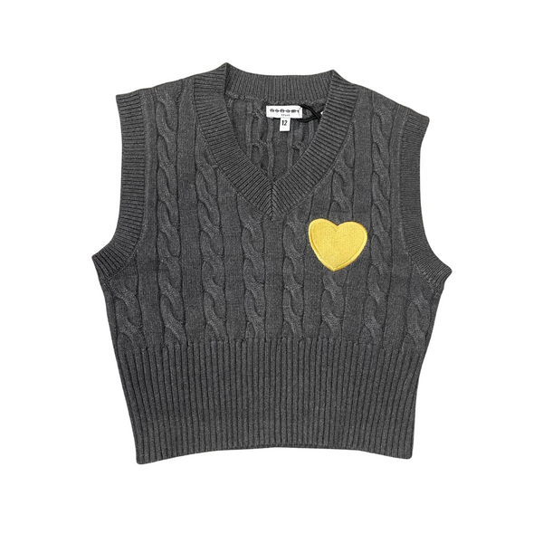 Charcoal Yellow Heart Sweater Vest