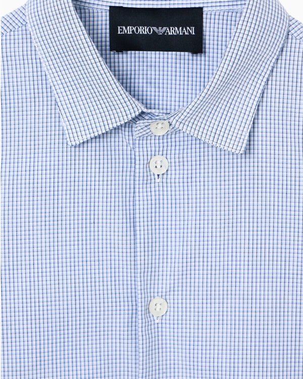 Blue and White Check Button Down Shirt