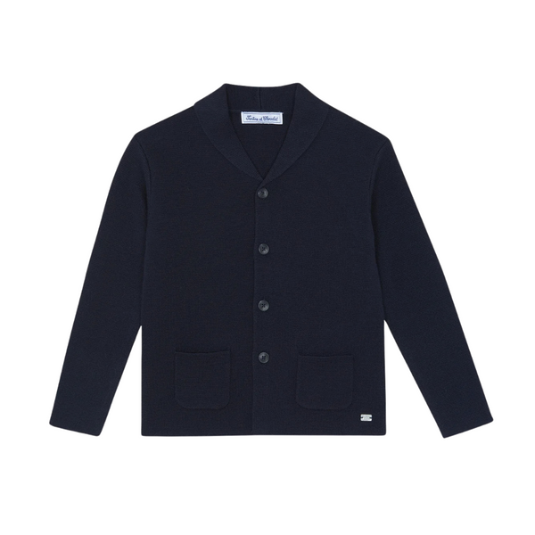 Navy Shawl Collar Cardigan