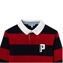 Navy and Red Winston Stripe Long Sleeve Polo